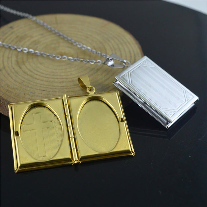 Christianartworkshop Practical Style Openable Bible Shape Pendant Necklace - image 1
