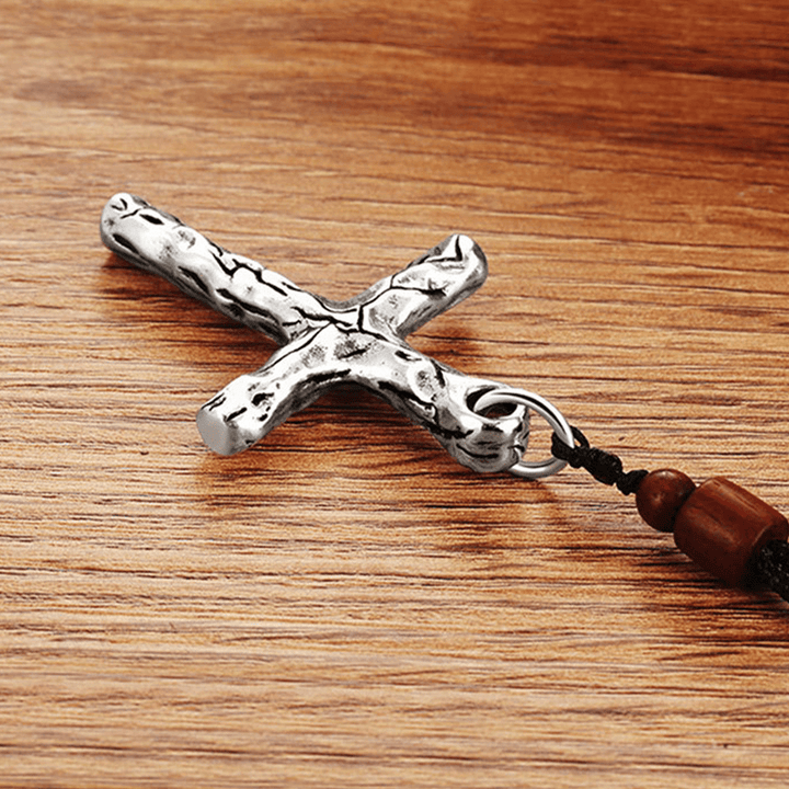 Christianartworkshop Minimalist Style Heavy Metal Cracked Cross Necklace - image 8