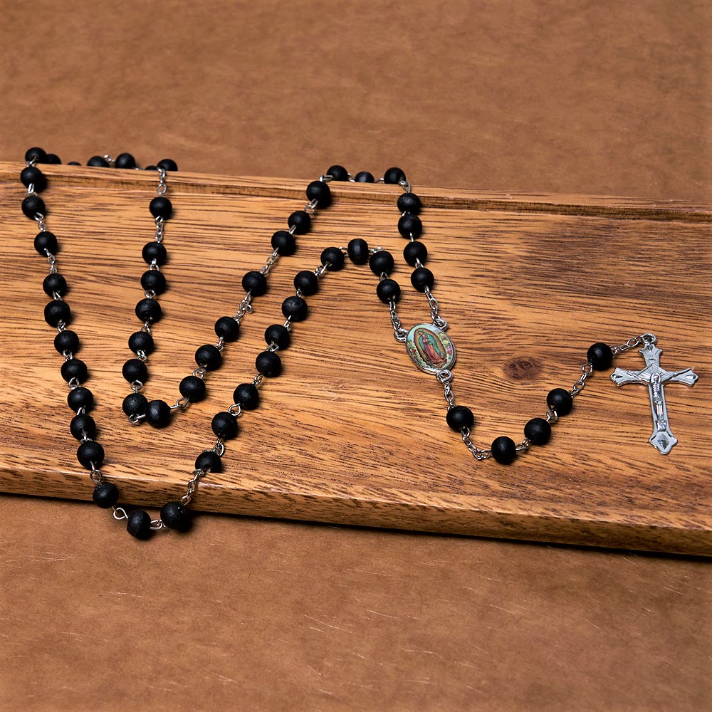 Christianartworkshop Our Lady of Guadalupe & Crucifix of 6 mm Round Multicolor Wood Alloy Chain Rosary - image 7