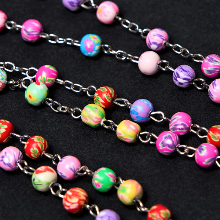 Christianartworkshop Our Lady of Guadalupe & Crucifix of 6 mm Round Multicolor Polymer Clay Alloy Chain Rosary - image 7