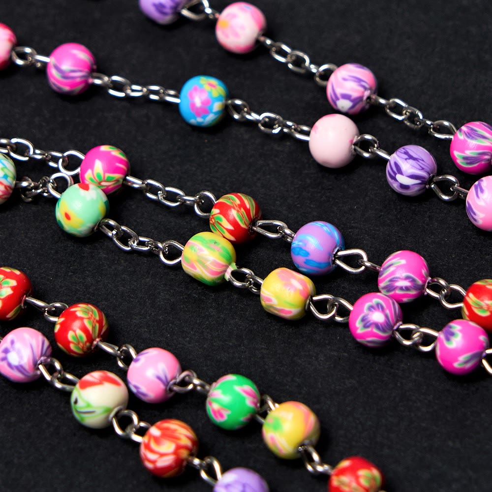 Christianartworkshop Our Lady of Guadalupe & Crucifix of 6 mm Round Multicolor Polymer Clay Alloy Chain Rosary - image 8