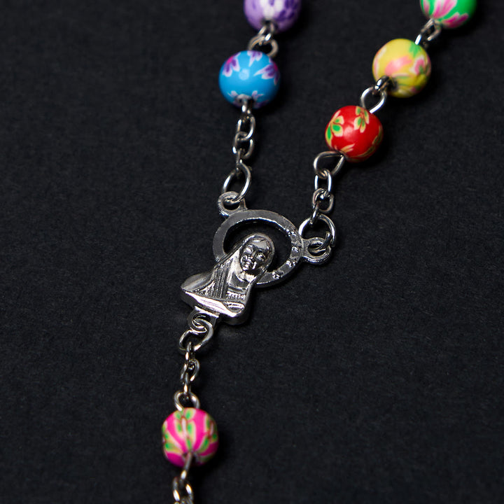 Christianartworkshop Our Lady of Guadalupe & Crucifix of 6 mm Round Multicolor Polymer Clay Alloy Chain Rosary - image 9