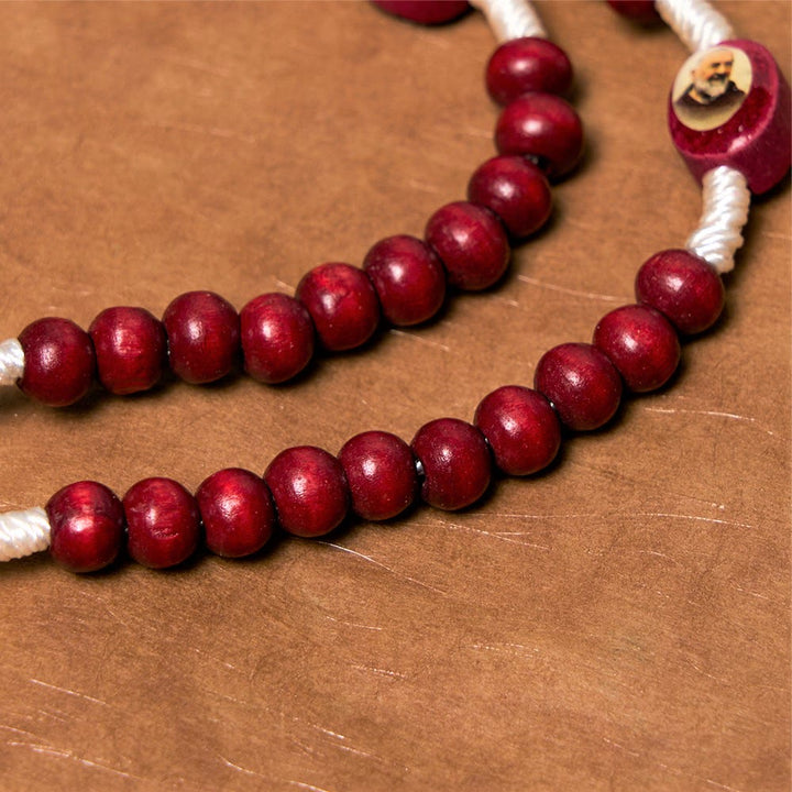 Christian Art Wine Red Wooden Beads Cross Virgin Mary Hand Held Rosary - image 12