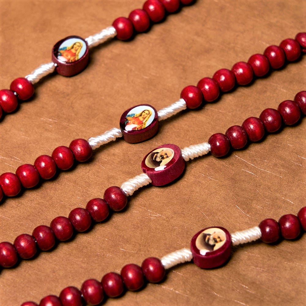 Christian Art Wine Red Wooden Beads Cross Virgin Mary Hand Held Rosary - image 6