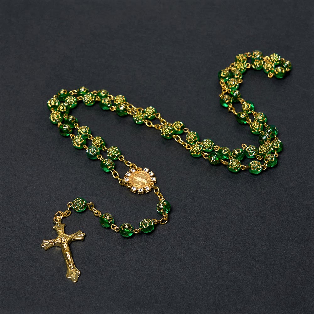 Christianartworkshop St. Benedict Medal & Crucifix of 8 mm Round Multicolor Acrylic Alloy Chain Rosary - image 17