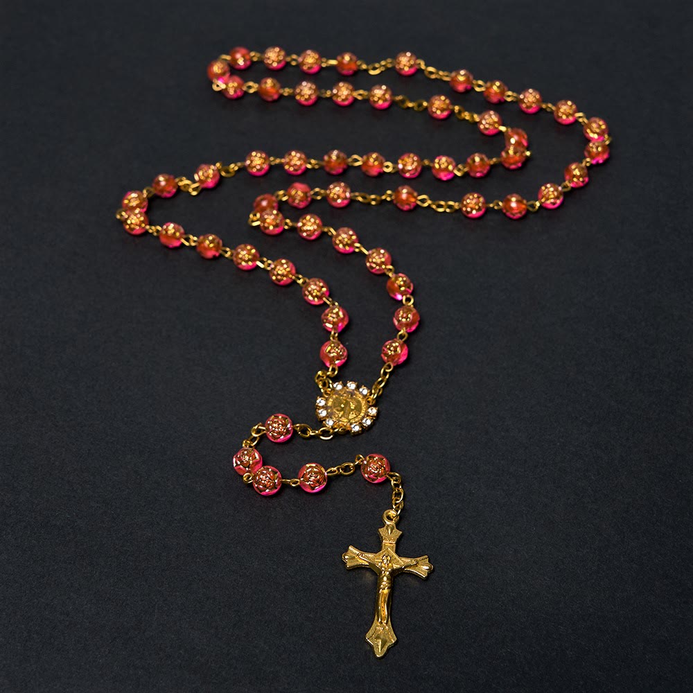 Christianartworkshop St. Benedict Medal & Crucifix of 8 mm Round Multicolor Acrylic Alloy Chain Rosary - image 15