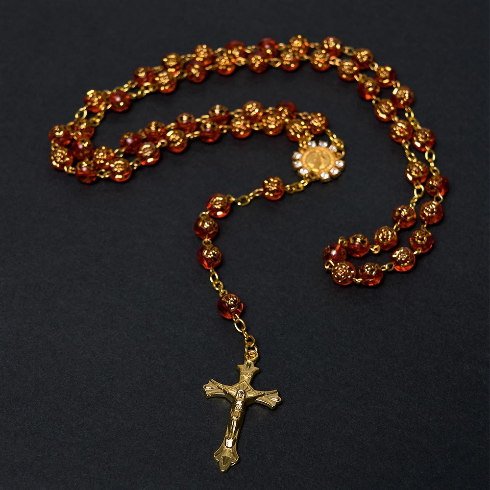 Christianartworkshop St. Benedict Medal & Crucifix of 8 mm Round Multicolor Acrylic Alloy Chain Rosary - image 14