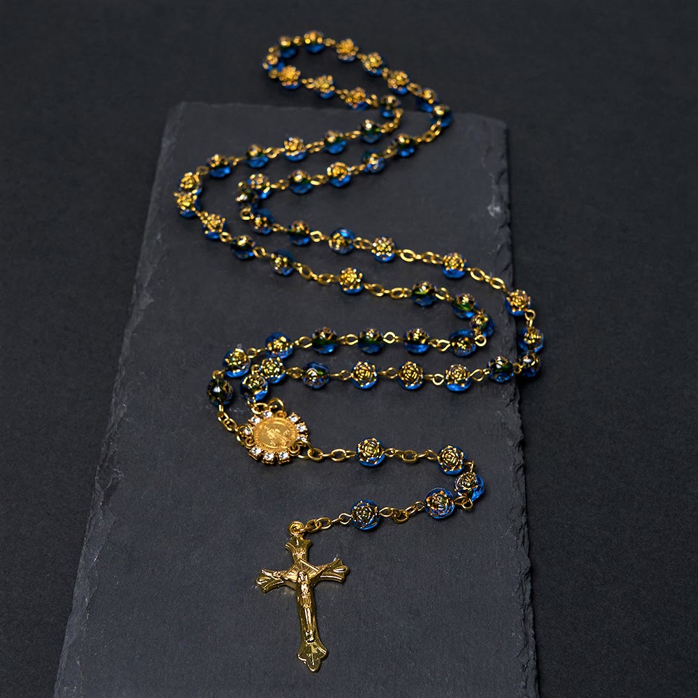 Christianartworkshop St. Benedict Medal & Crucifix of 8 mm Round Multicolor Acrylic Alloy Chain Rosary - image 2