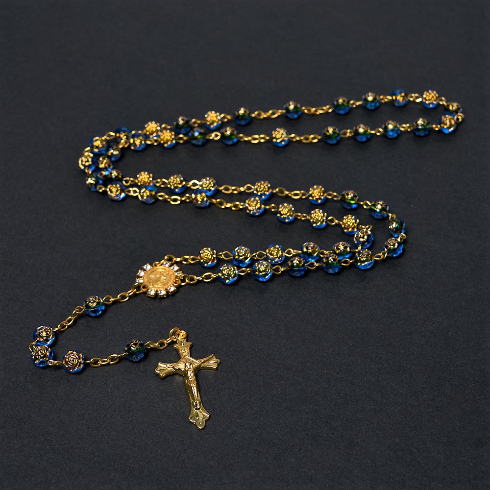 Christianartworkshop St. Benedict Medal & Crucifix of 8 mm Round Multicolor Acrylic Alloy Chain Rosary - image 12