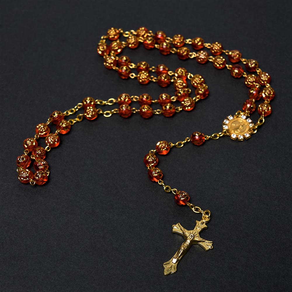 Christianartworkshop St. Benedict Medal & Crucifix of 8 mm Round Multicolor Acrylic Alloy Chain Rosary - image 9