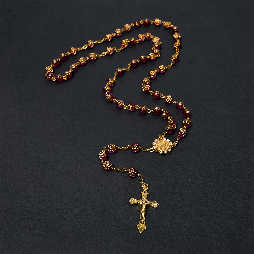 Christianartworkshop St. Benedict Medal & Crucifix of 8 mm Round Multicolor Acrylic Alloy Chain Rosary - image 13