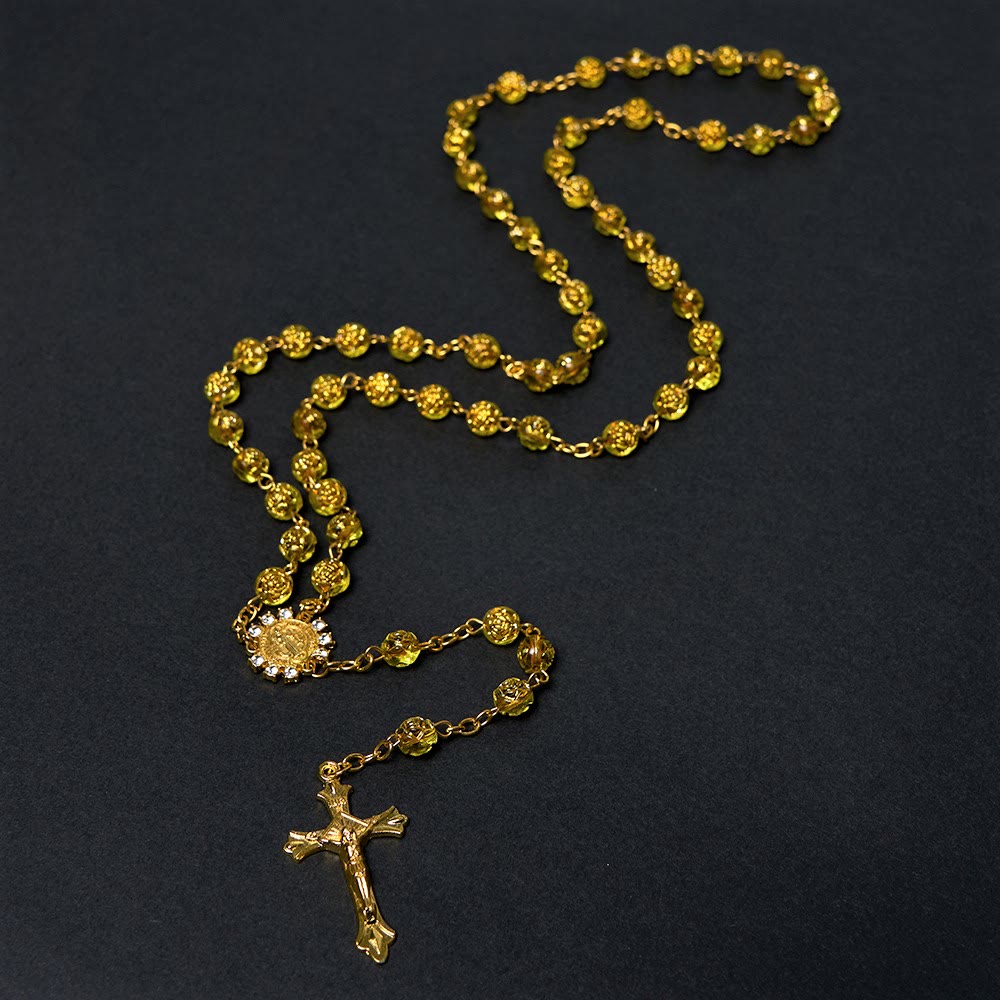 Christianartworkshop St. Benedict Medal & Crucifix of 8 mm Round Multicolor Acrylic Alloy Chain Rosary - image 16