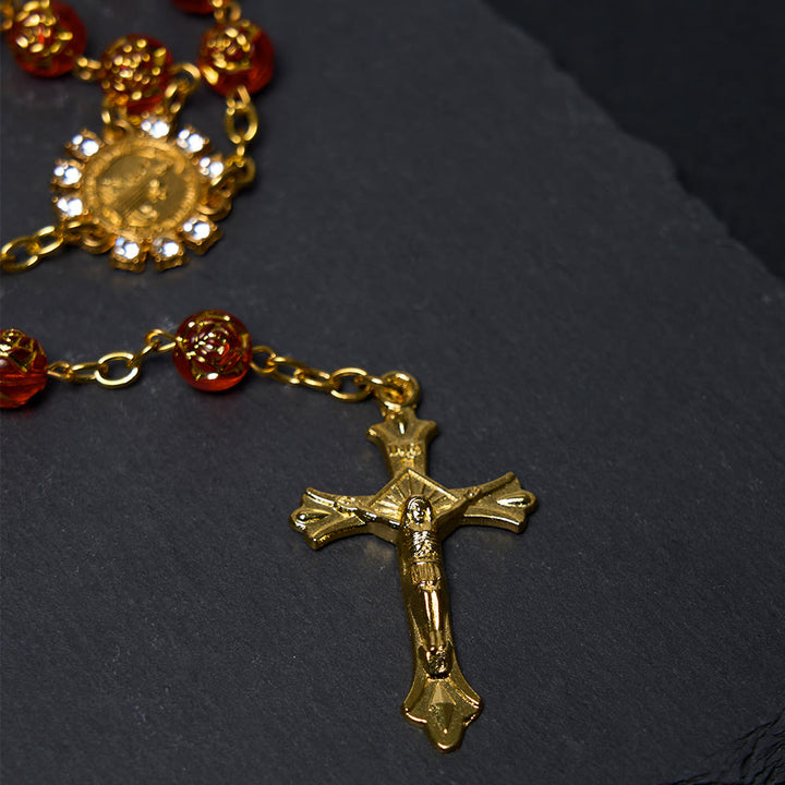 Christianartworkshop St. Benedict Medal & Crucifix of 8 mm Round Multicolor Acrylic Alloy Chain Rosary - image 10