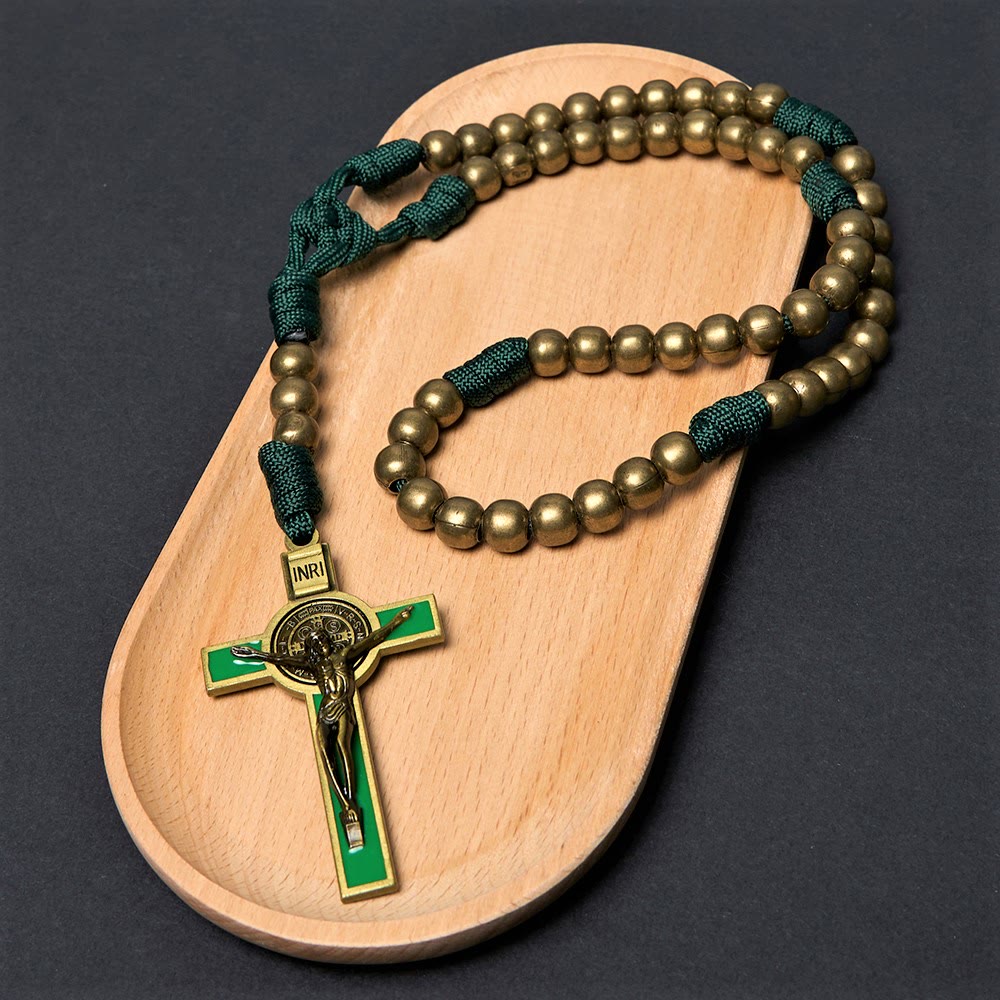 Christianartworkshop Crucifix of 10 mm Round Bronze Acrylic Paracord Rosary - Bronze - image 1