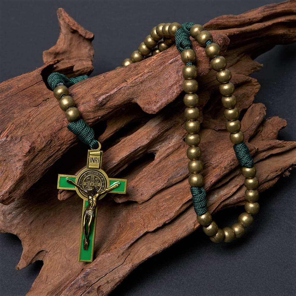 Christianartworkshop Crucifix of 10 mm Round Bronze Acrylic Paracord Rosary - image 2