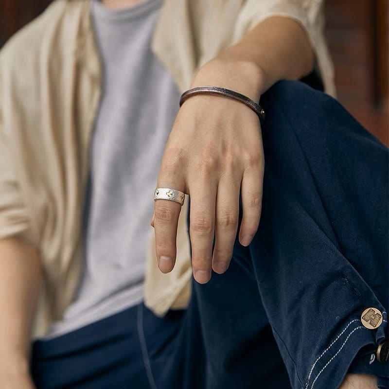 Christianartworkshop Minimalist Style Cross Adjustable Sterling Silver Ring - image 2