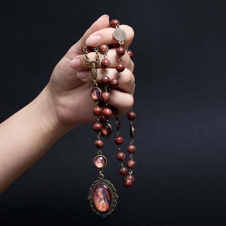 Christianartworkshop Our Lady Seven Sorrows Natural Sesame Stone Rosary - image 4