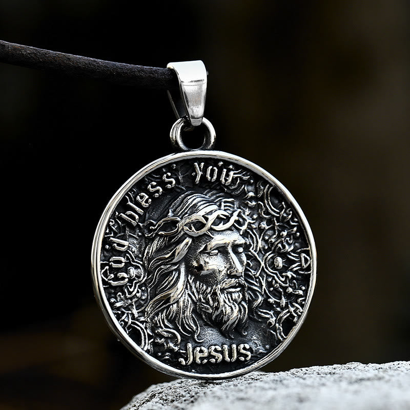 Christianartworkshop Classic Style Crafted God Bless You Jesus Pendant Necklace - Metallic - image 1