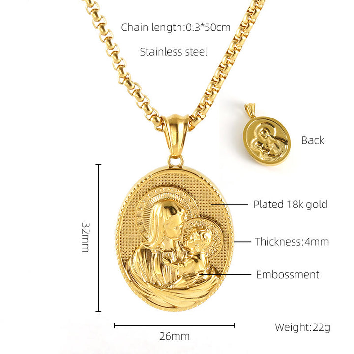 Christianartworkshop 11 Retro Style Classic Icon Bless Pendant Necklace - Mary & Baby Jesus - image 6