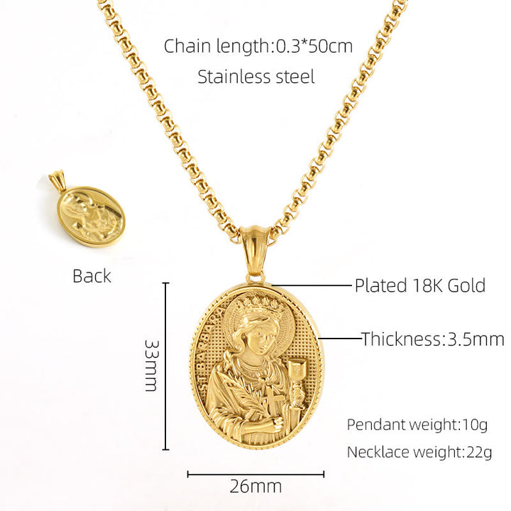 Christianartworkshop 11 Retro Style Classic Icon Bless Pendant Necklace - St. Barbara - image 13