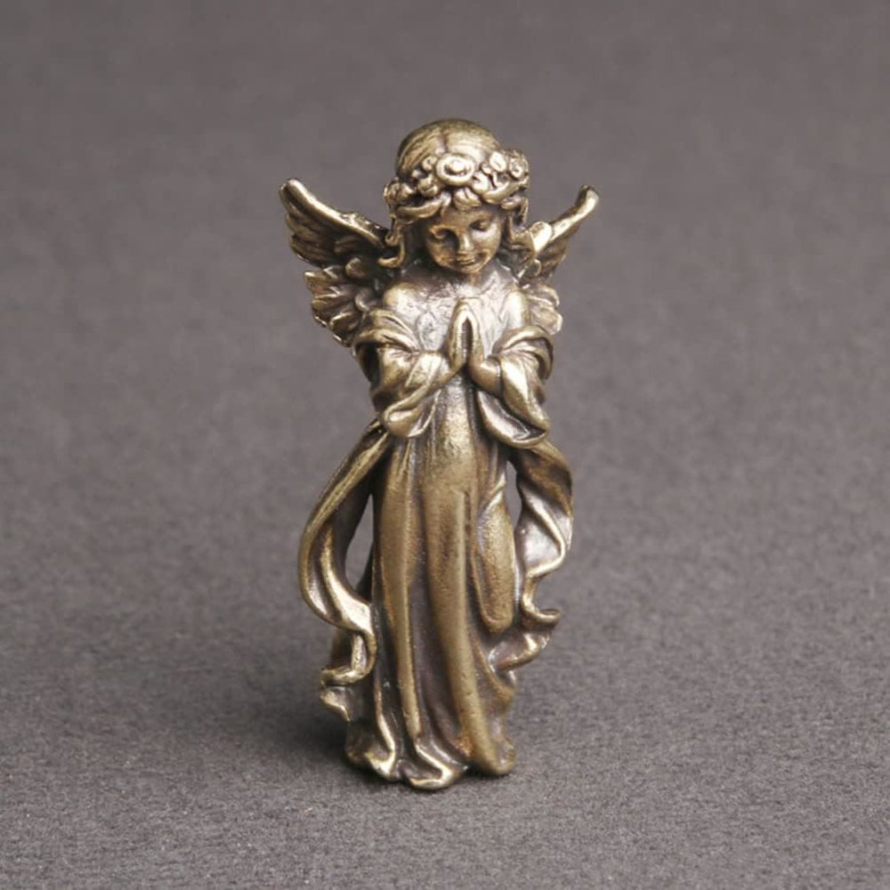 Christianartworkshop Retro Style Brass Stereoscopic Bronze Guardian Angel Desktop Decorations Ornament - image 2