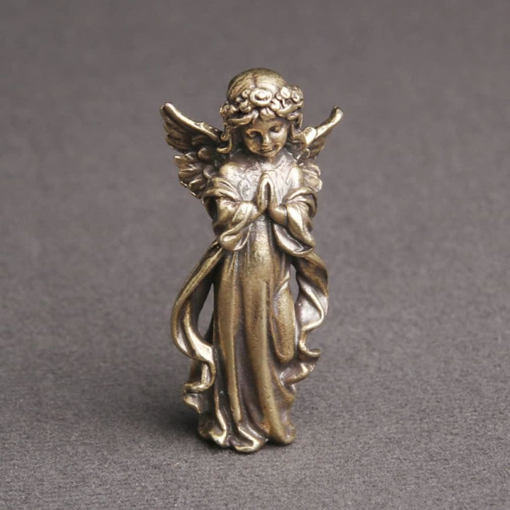 Christianartworkshop Retro Style Brass Stereoscopic Bronze Guardian Angel Desktop Decorations Ornament - image 2