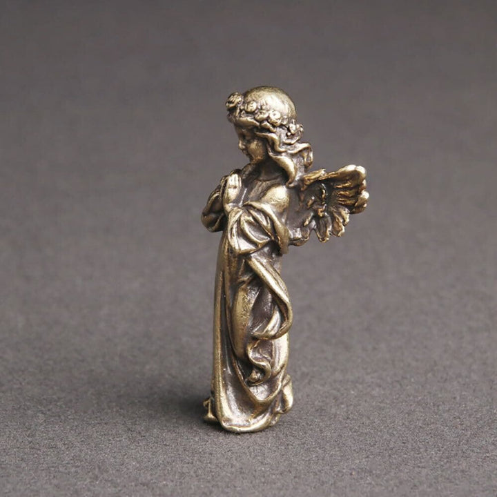 Christianartworkshop Retro Style Brass Stereoscopic Bronze Guardian Angel Desktop Decorations Ornament - image 3