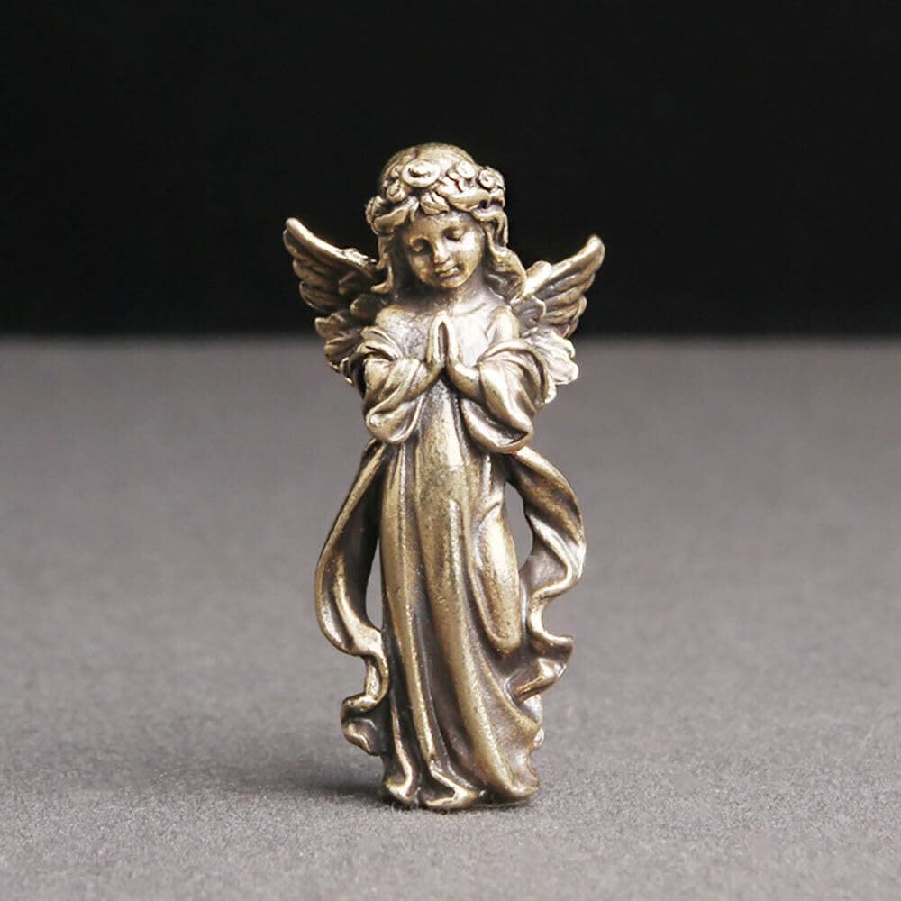 Christianartworkshop Retro Style Brass Stereoscopic Bronze Guardian Angel Desktop Decorations Ornament - Guardian Angel - image 1