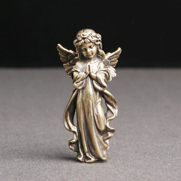 Christianartworkshop Retro Style Brass Stereoscopic Bronze Guardian Angel Desktop Decorations Ornament - Guardian Angel - image 1