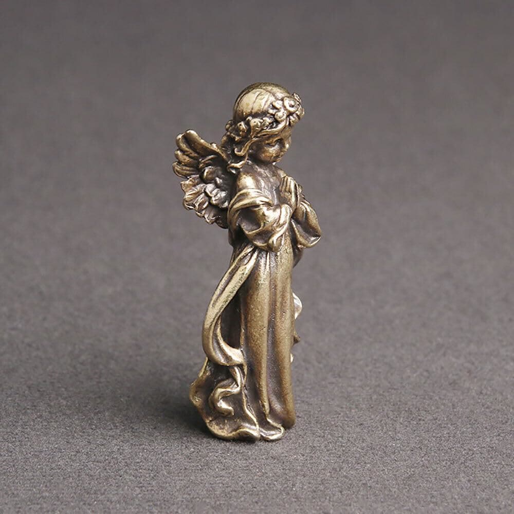 Christianartworkshop Retro Style Brass Stereoscopic Bronze Guardian Angel Desktop Decorations Ornament - image 4