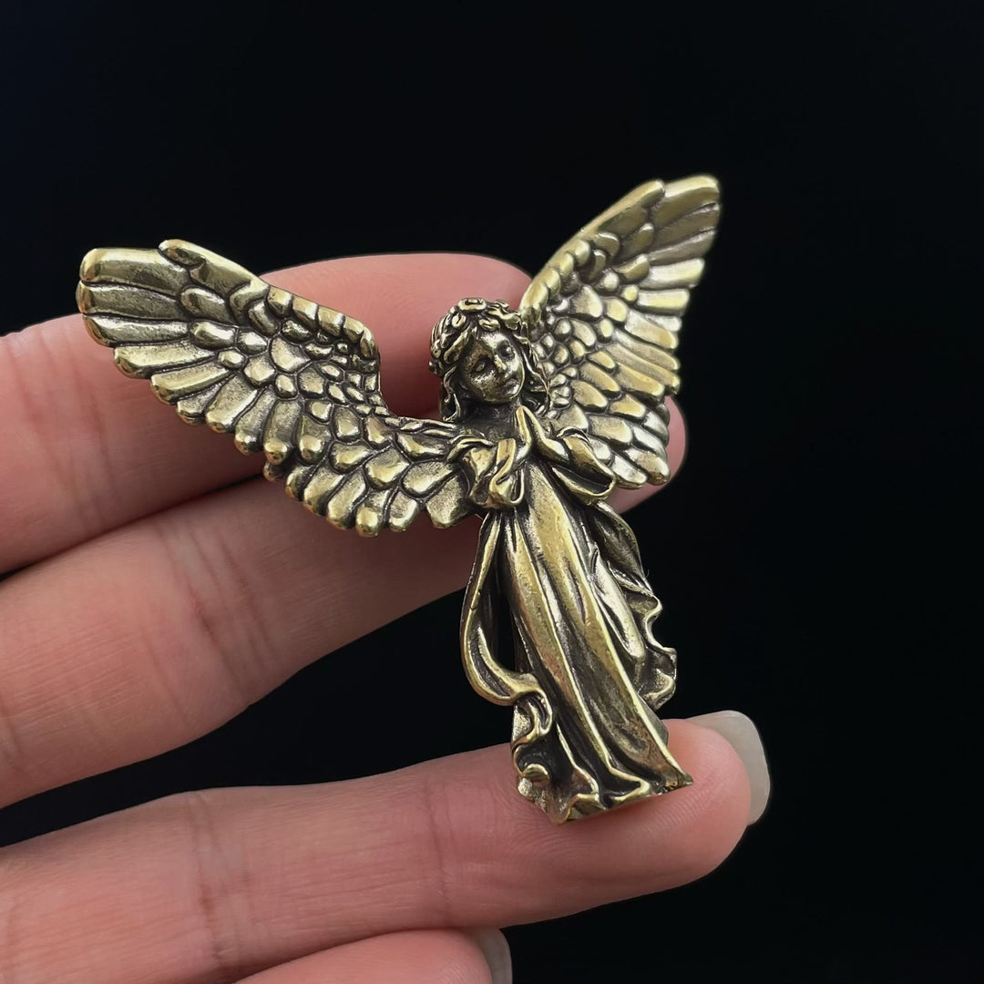 Christianartworkshop Retro Style Brass Stereoscopic Bronze Guardian Angel(spread wings) Desktop Decorations Ornament - image 3