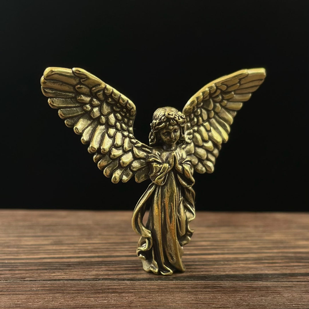 Christianartworkshop Retro Style Brass Stereoscopic Bronze Guardian Angel(spread wings) Desktop Decorations Ornament - image 5