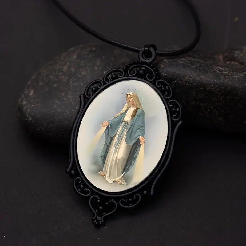 Christianartworkshop Gothic Style Vintage Border Our Lady of Grace Necklace - image 2