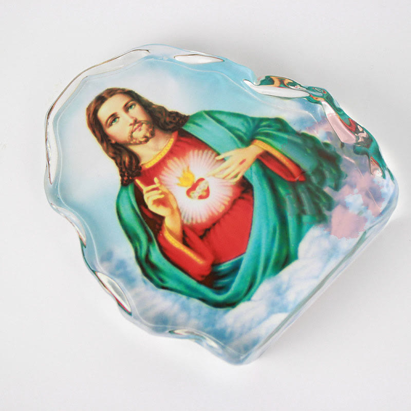 Christianartworkshop Classic Style White Crystal Multicolor Jesus Sacred Heart Desktop Ornaments - image 1