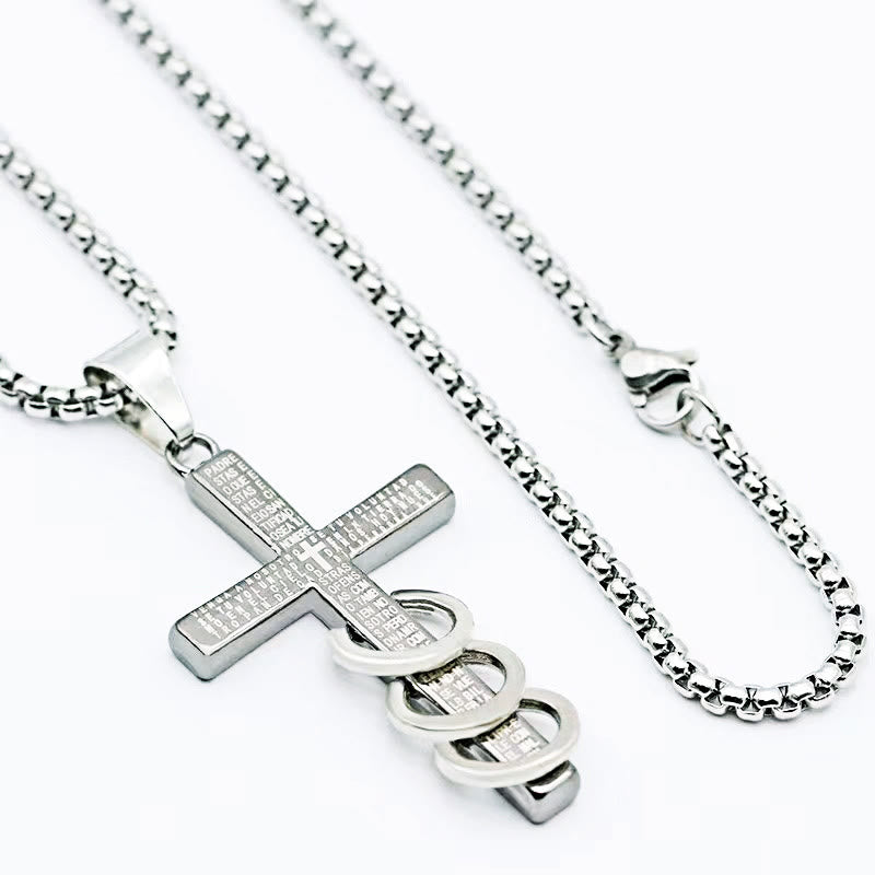 Christianartworkshop Minimalist Style Bible Verse Cross Pendant Titanium Necklace - image 3