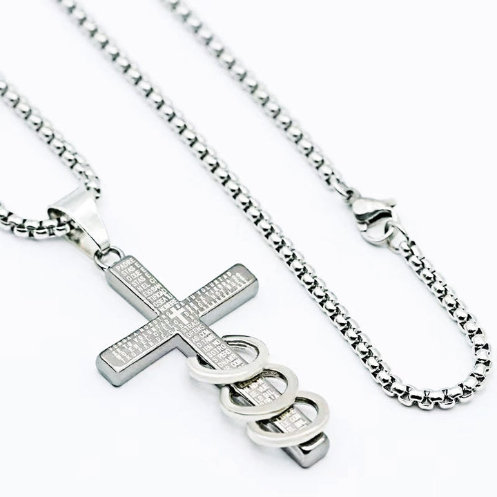 Christianartworkshop Minimalist Style Bible Verse Cross Pendant Titanium Necklace - image 3