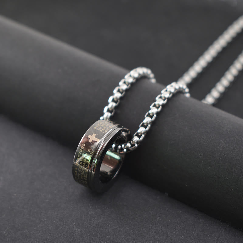 Christianartworkshop Combination Style Bible Verse Ring & Chain Necklace - Black - image 1