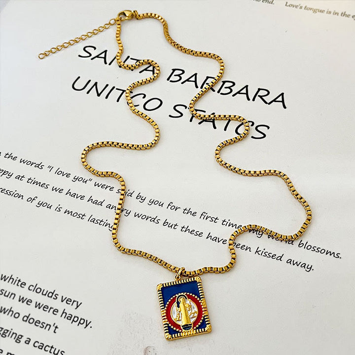 Christianartworkshop Modern Style Colorful St. Benedict Square Medal Pendant Necklace - image 4