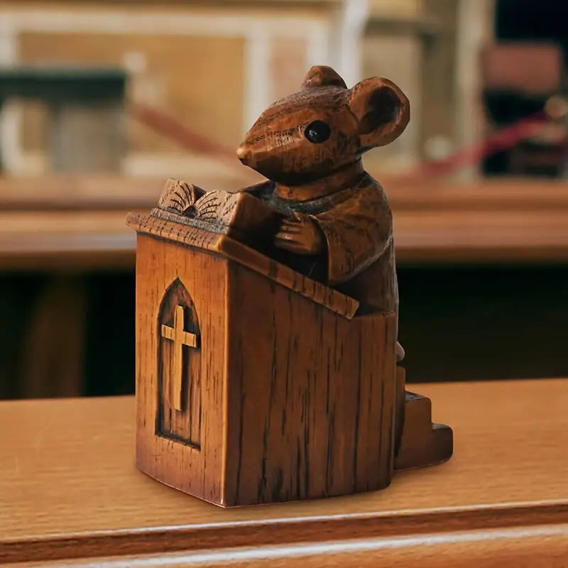 Christianartworkshop Rustic Vintage Style Brown Resin Church Mice Stereoscopic Desktop Ornaments - Church Mice - image 1
