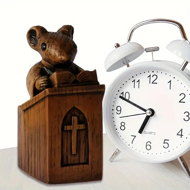 Christianartworkshop Rustic Vintage Style Brown Resin Church Mice Stereoscopic Desktop Ornaments - image 2