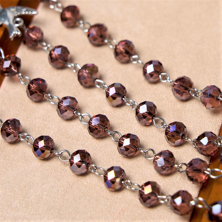 Christianartworkshop Holy Spirit & Our Lady of Grace of 6*8 mm Polyhedron Purple Crystal Alloy Chain Rosary - image 6