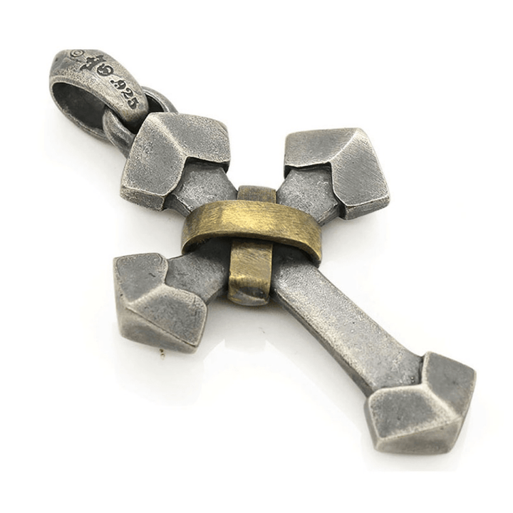 Christianartworkshop 925 Sterling Silver Retro Style Heavy Metal Cross Pendant Necklace - image 2