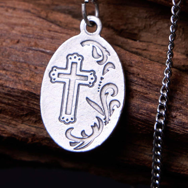 Christianartworkshop Classic Style Sacred Heart of Jesus Cross Flower Pendant Necklace - image 3