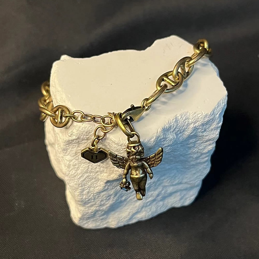 Christianartworkshop Retro Style Bronze Lucky Star Angel & Heart Cross Bracelet - image 2