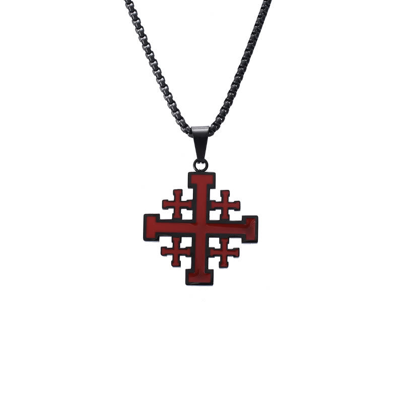 Christianartworkshop Hip-hop Style Jerusalem Cross Titanium Steel Pendant Necklace - image 4