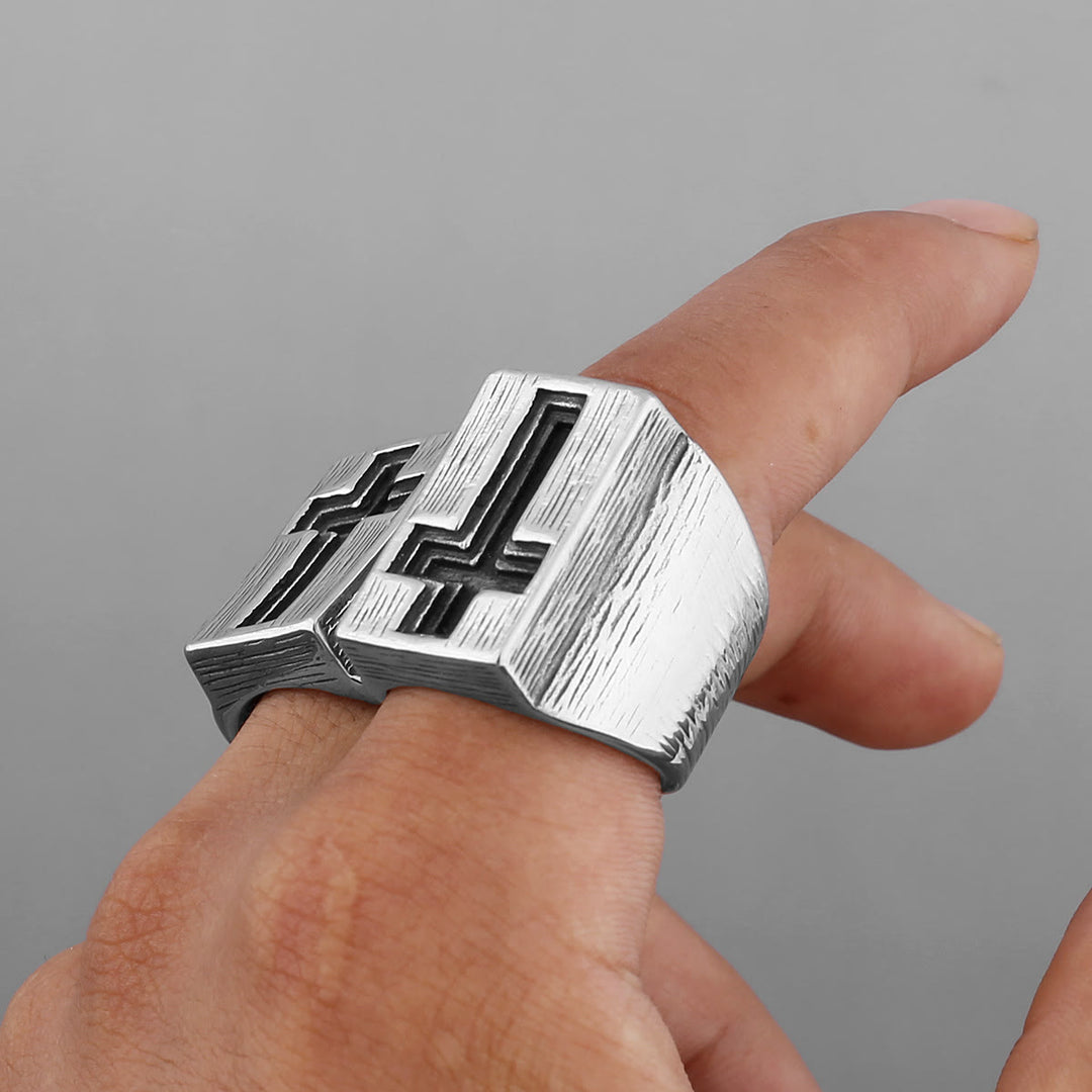 Christianartworkshop Retro Minimalist Style Broadside Cross Ring - image 5