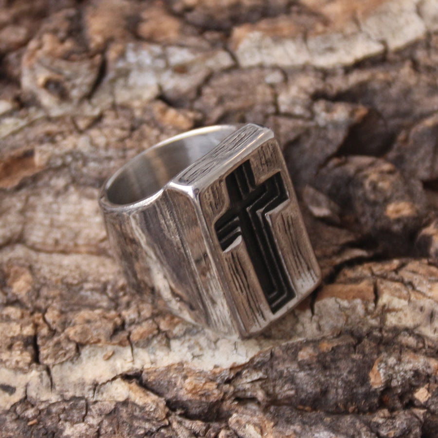 Christianartworkshop Retro Minimalist Style Broadside Cross Ring - image 2