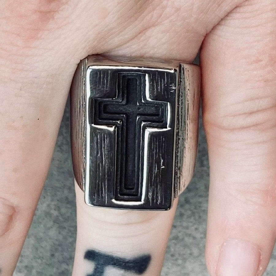 Christianartworkshop Retro Minimalist Style Broadside Cross Ring - image 4
