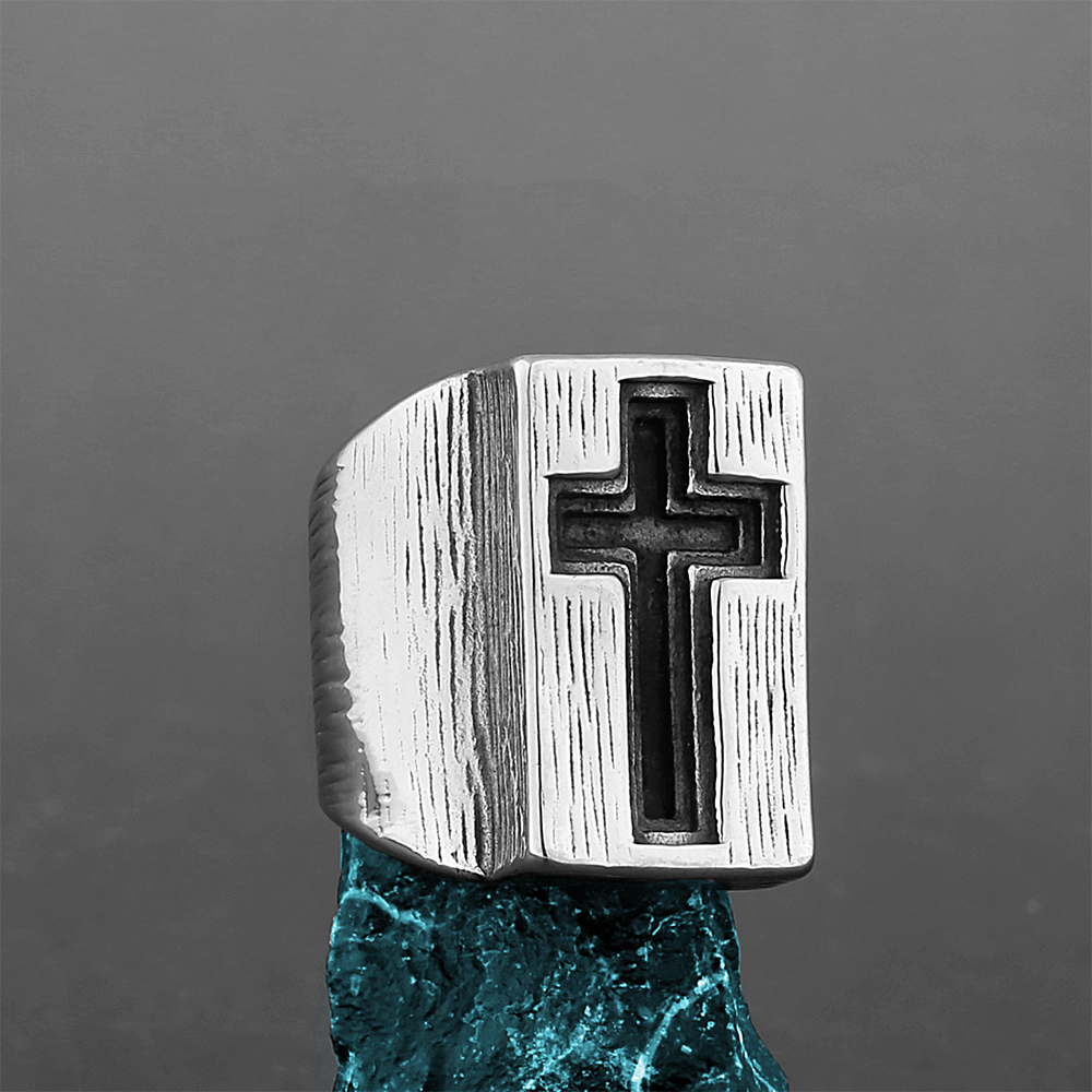 Christianartworkshop Retro Minimalist Style Broadside Cross Ring - US 13 - image 0