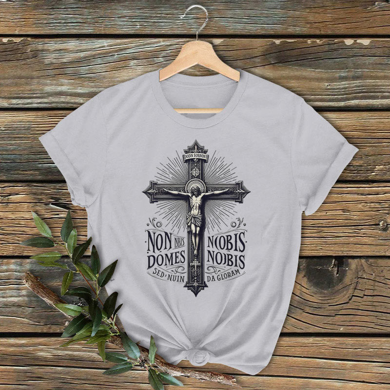 Christianartworkshop Classic Colored Style Crucifixion Emblem Short Sleeve T-shirt - Grey - 2XL - image 2